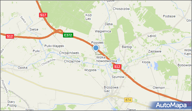 mapa Wólka Nowodworska, Wólka Nowodworska na mapie Targeo